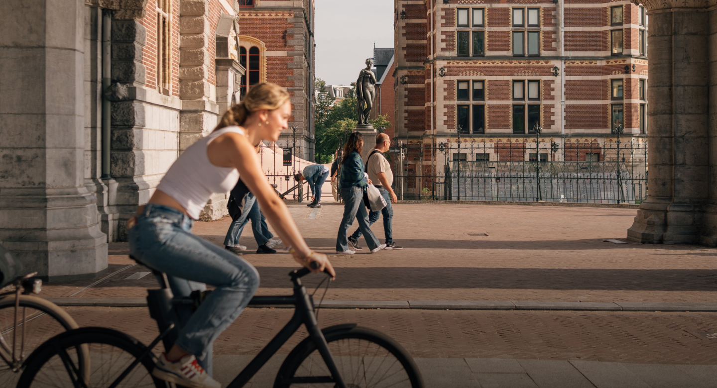 Person cycling in Amsterdam