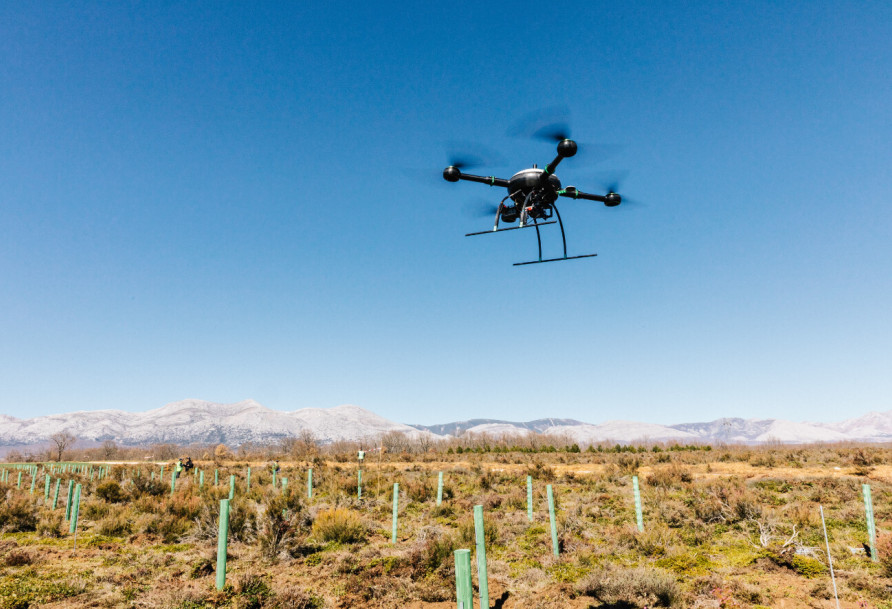 Drone flies over Spanish plains